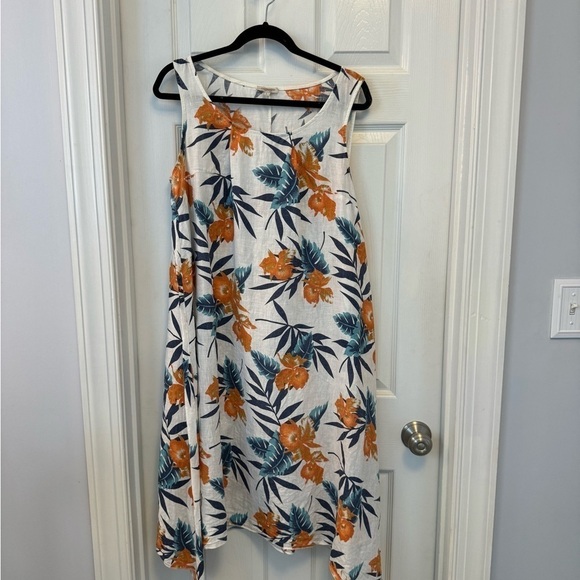 Marisa & Marie Italian Made Linen Summer Dress Sumner Floral Size L - Picture 1 of 10